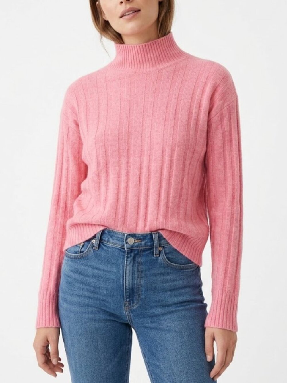 J.Crew Pink Ribbed Mockneck Sweater Long Sleeve Size S